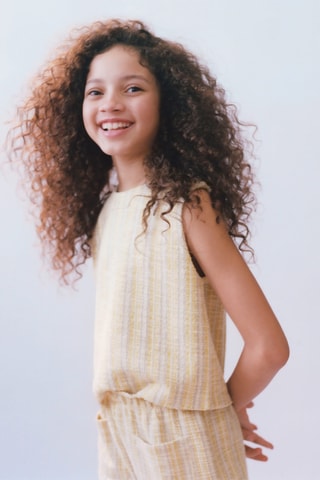 T-shirt rayures texturé - Jaune