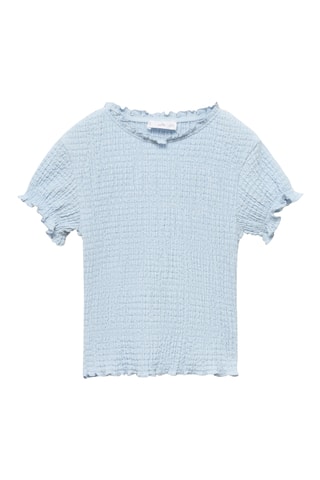 T-shirt froncé manches courtes - Bleu clair