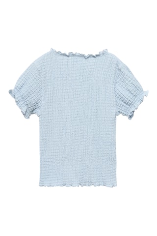 T-shirt froncé manches courtes - Bleu clair