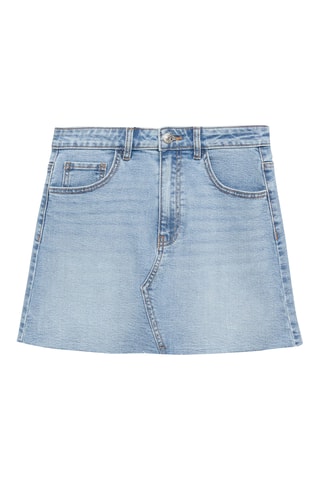 Minijupe jean ourlet effiloché - Bleu