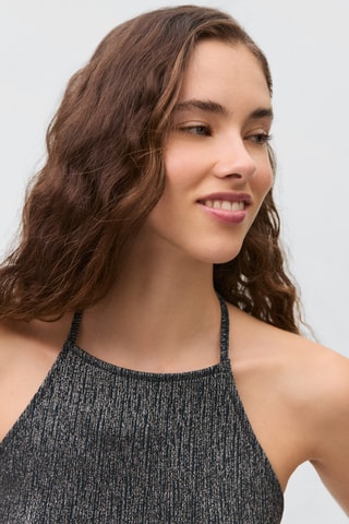 Top métallisé - Bleu pétrole