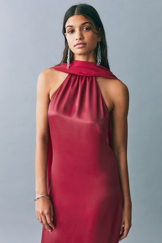 Robe satinée emmanchures américaines - Grenat