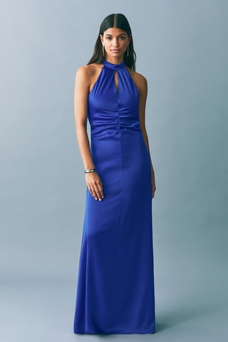 Robe satinée emmanchures américaines - Bleu électrique