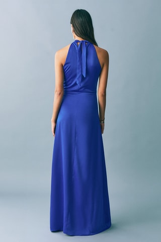 Robe satinée emmanchures américaines - Bleu électrique