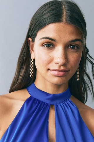 Robe satinée emmanchures américaines - Bleu électrique