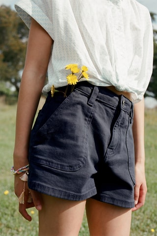 Short en jean droit - Bleu marine