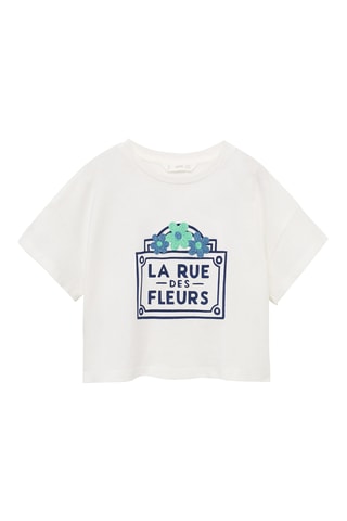 T-shirt crop imprimé - Blanc cassé