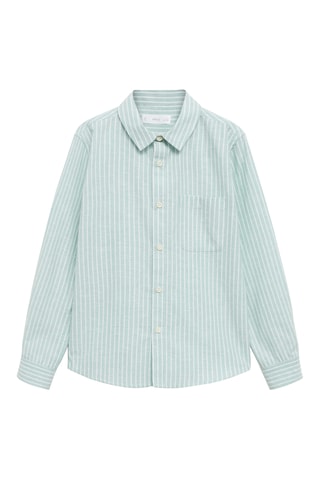 Chemise lin rayée - Vert