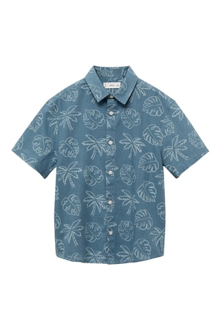 Chemise avec imprimé tropical - Bleu