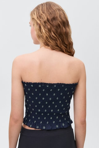 Top bustier froncé - Bleu marine