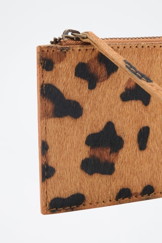 Porte-monnaie cuir léopard - Noir