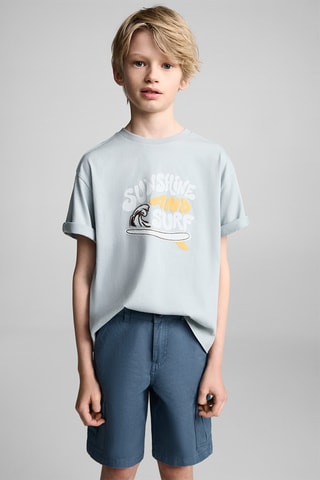 Bermuda coton cargo - Bleu