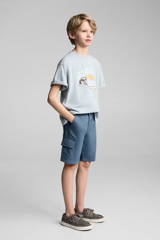 Bermuda coton cargo - Bleu