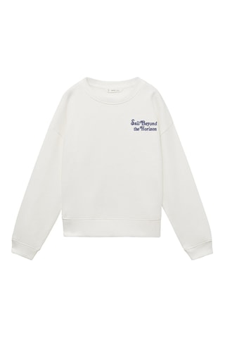 Sweater coton message - Blanc cassé