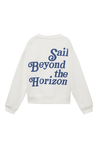Sweater coton message - Blanc cassé