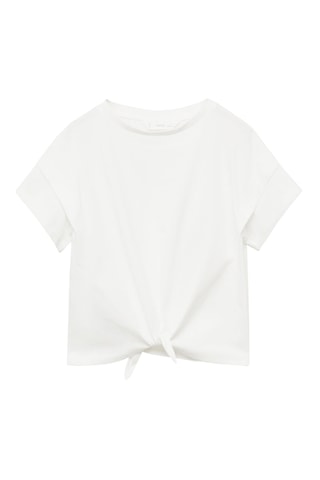 T-shirt coton détail noeud - Blanc cassé