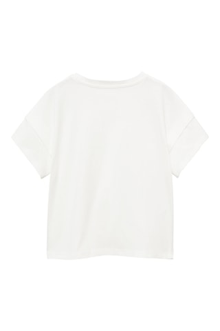 T-shirt coton détail noeud - Blanc cassé