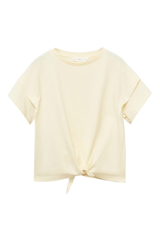 T-shirt coton détail noeud - Blanc cassé