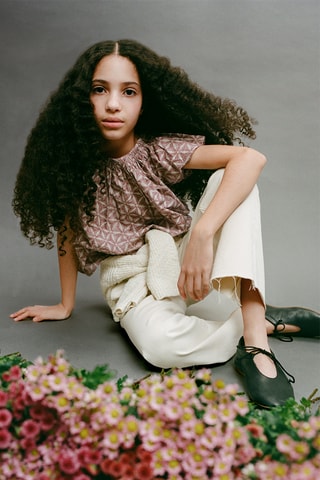 Blouse en coton imprimée - Rose