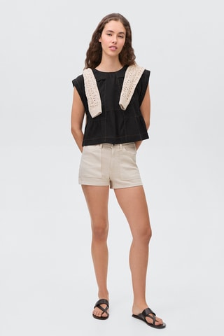 Blouse coutures décoratives - Noir