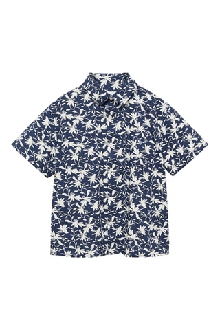 Chemise avec imprimé tropical - Bleu marine