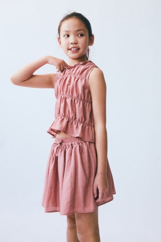 Jupe en lin taille élastique - Rose