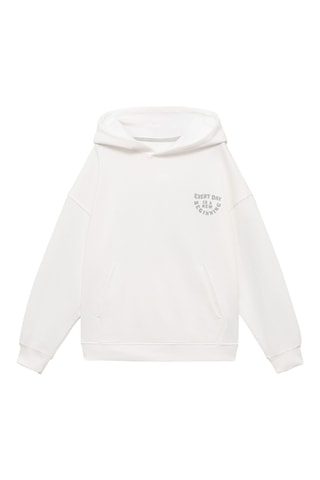 Sweat-shirt coton message imprimé - Blanc cassé