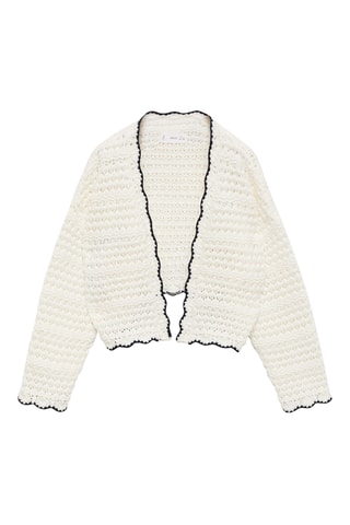 Cardigan avec bords contrastants - Blanc