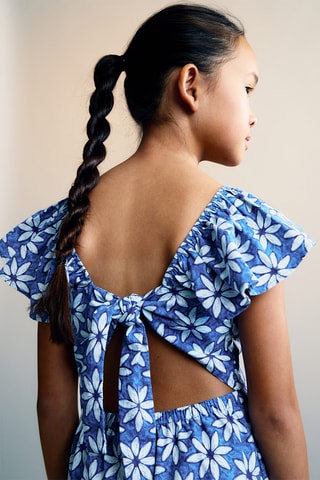 Combinaison à fleurs dos ouvert - Bleu