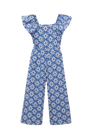 Combinaison à fleurs dos ouvert - Bleu