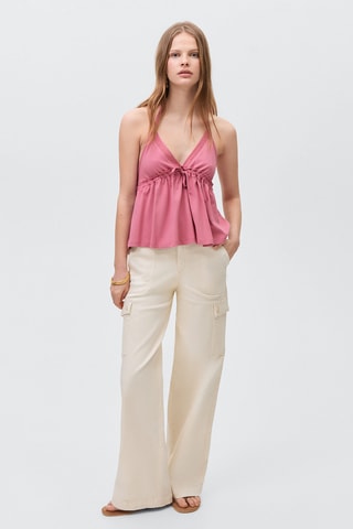 Top froncé noeud - Rose clair