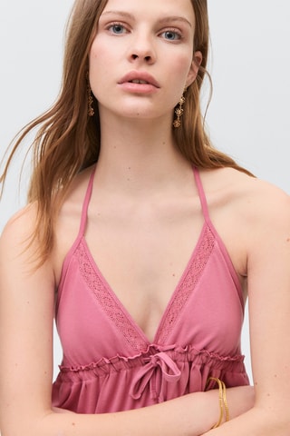 Top froncé noeud - Rose clair