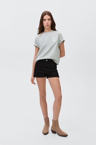 Short en jean droit - Noir