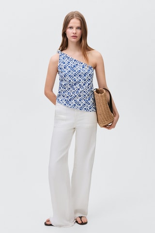 Top asymétrique imprimé - Bleu électrique