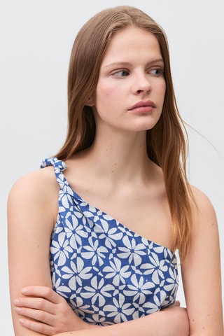 Top asymétrique imprimé - Bleu électrique