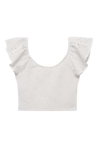 Top brodé volanté - Blanc cassé