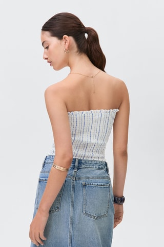 Haut bustier à rayures - Blanc cassé