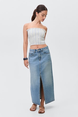 Haut bustier à rayures - Blanc cassé