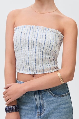 Haut bustier à rayures - Blanc cassé