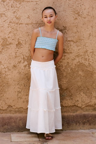 Jupe longue volants - Blanc