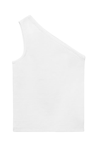 Top côtelé asymétrique - Blanc cassé