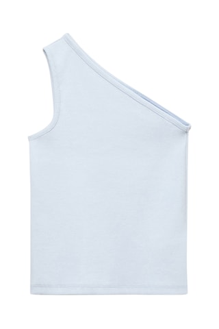 Top côtelé asymétrique - Blanc cassé