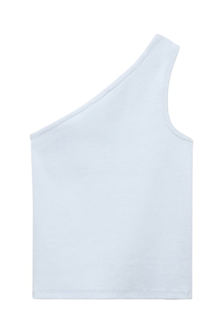 Top côtelé asymétrique - Blanc cassé