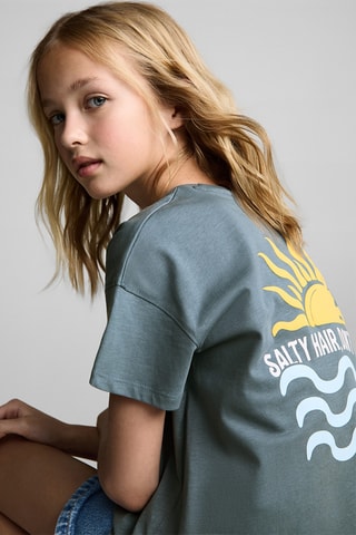 T-shirt imprimé relief - Bleu pétrole