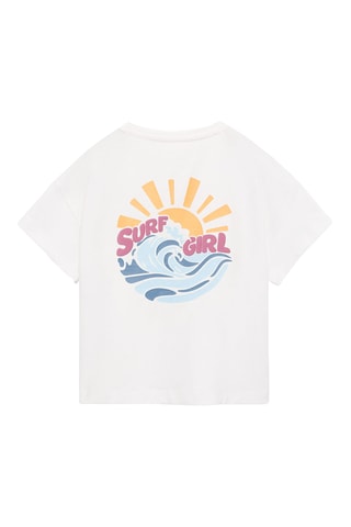 T-shirt coton motif en relief - Blanc cassé