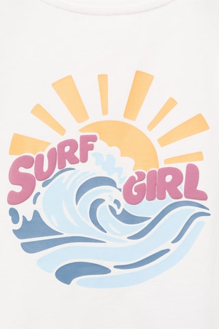 T-shirt coton motif en relief - Blanc cassé