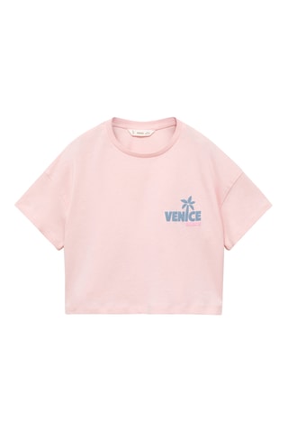 T-shirt coton motif en relief - Rose