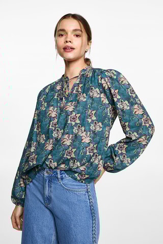 Blouse en imprimé floral - Turquoise