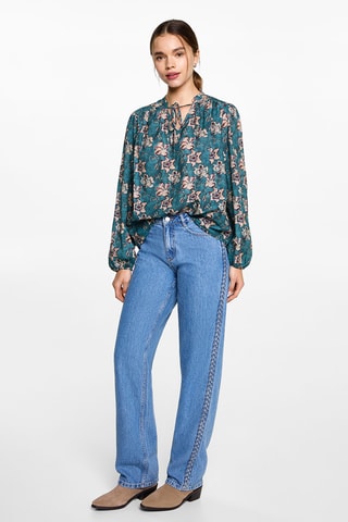 Blouse en imprimé floral - Turquoise