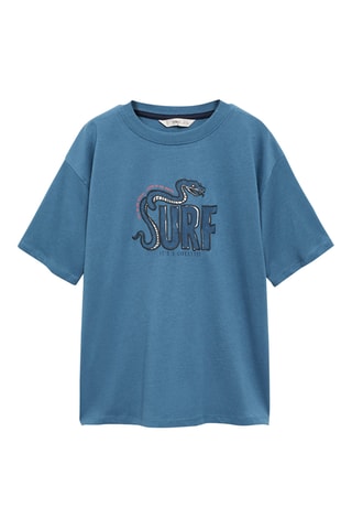 T-shirt en coton imprimé - Bleu